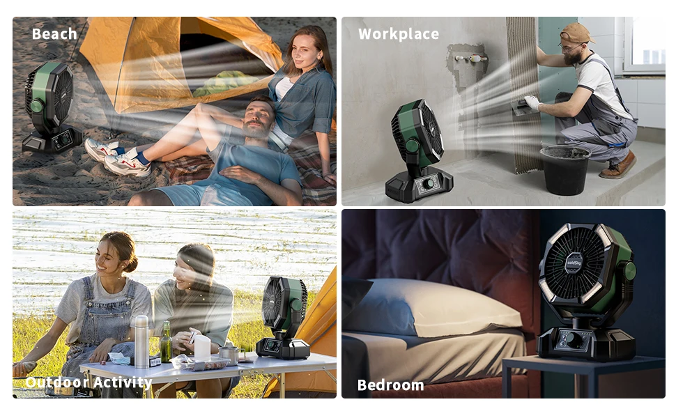 Ventilador de Camping 20000mAh con Luz LED Ventilador de Camping 20000mAh con Luz LED y 8 Velocidades, portátil y recargable