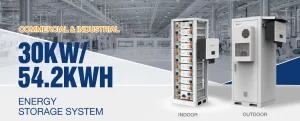 Sistema de almacenamiento de energía BLUESUN de 50 kW y 100 kWh con baterías de litio para uso industrial.