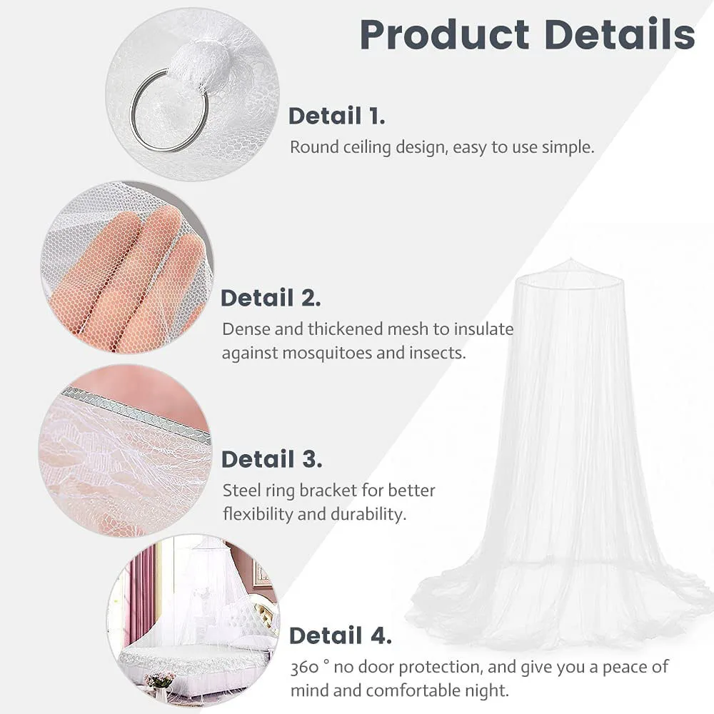 Mosquitera tipo domo grande para cama, dosel colgante y transpirable