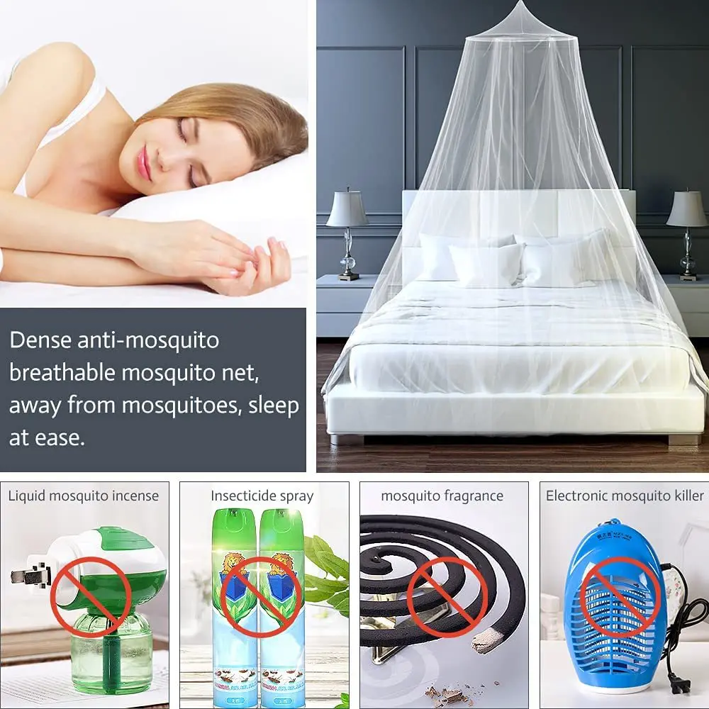Mosquitera tipo domo grande para cama, dosel colgante y transpirable