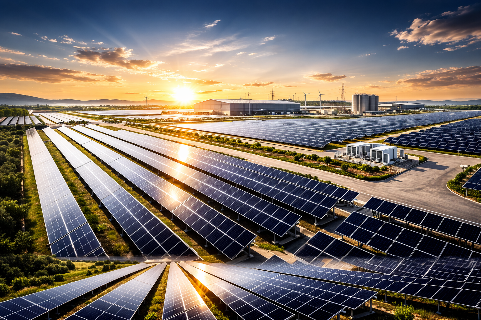Parque solar industrial a gran escala para proyectos de energía solar empresarial