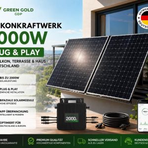 Balkonkraftwerk onPower 2000W Plug & Play Solarsystem mit bifazialen Solarmodulen für Balkon und Terrasse in Deutschland