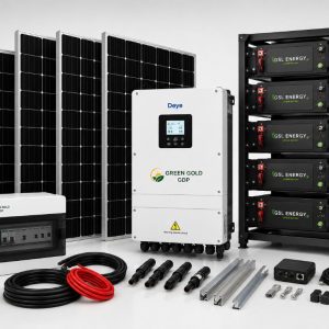 KIT 4 BUSINESS Green Gold GDP sistema solar profesional con inversor h&iacute;brido Deye, bater&iacute;as LiFePO4 GSL Energy y paneles solares para negocios y comercios.