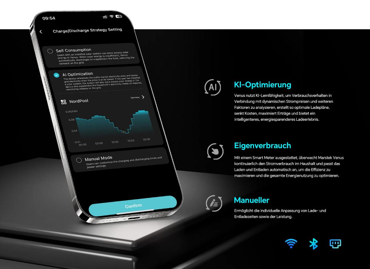 MARSTEK VENUS E 12 » Suministro de sistemas solares y soluciones energéticas para empresas | Exportación internacional Suministro de sistemas solares y soluciones energéticas para empresas | Exportación internacional https://www.greengoldgdp.com/producto/marstek-venus-e-gen-3-0/ Green Gold GDP Aplicación móvil MARSTEK VENUS E Gen 3.0 con inteligencia artificial para optimizar el consumo energético y las tarifas eléctricas dinámicas.