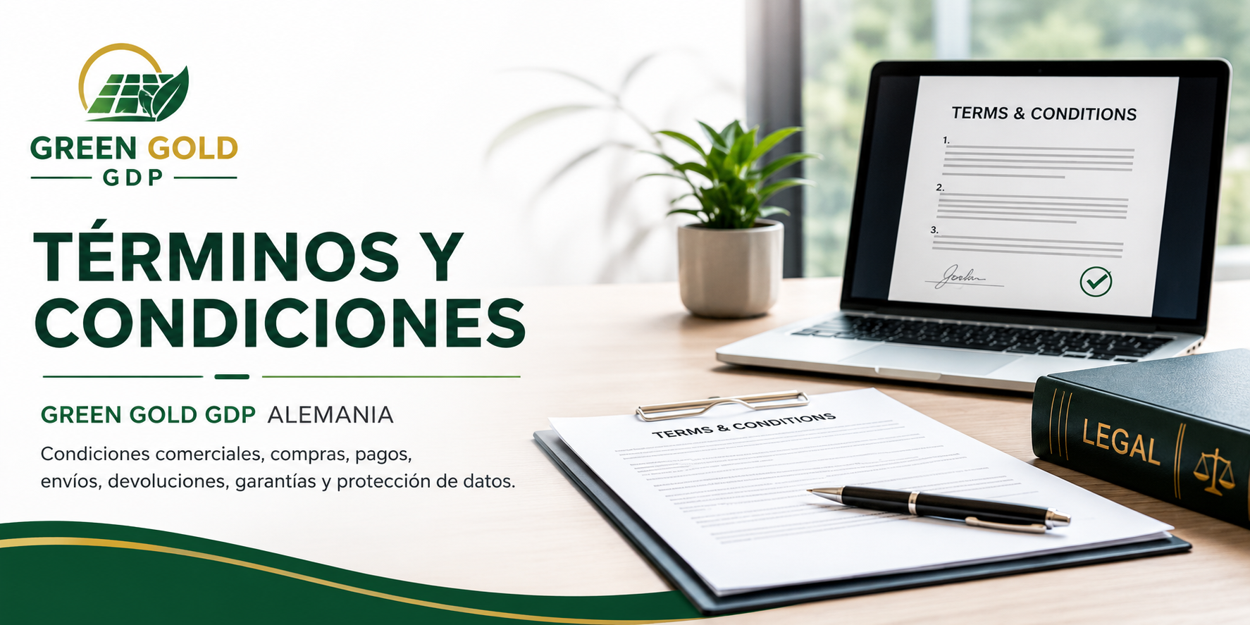 Términos y condiciones 1 » Suministro de sistemas solares y soluciones energéticas para empresas | Exportación internacional Suministro de sistemas solares y soluciones energéticas para empresas | Exportación internacional https://www.greengoldgdp.com/terminos-y-condiciones/ Green Gold GDP Términos y Condiciones Green Gold GDP Alemania 2026