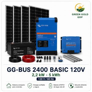 Sistema solar Victron GG-BUS 2400 BASIC 120V 2,2 kW y bater&iacute;a 5 kWh