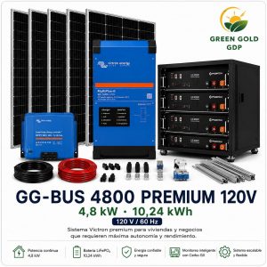 Sistema solar Victron GG-BUS 4800 PREMIUM 120V 4,8 kW y bater&iacute;a 10,24 kWh