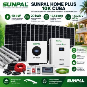 SUNPAL HOME PLUS 10K CUBA sistema solar 10 kW 20 kWh 10,53 kWp