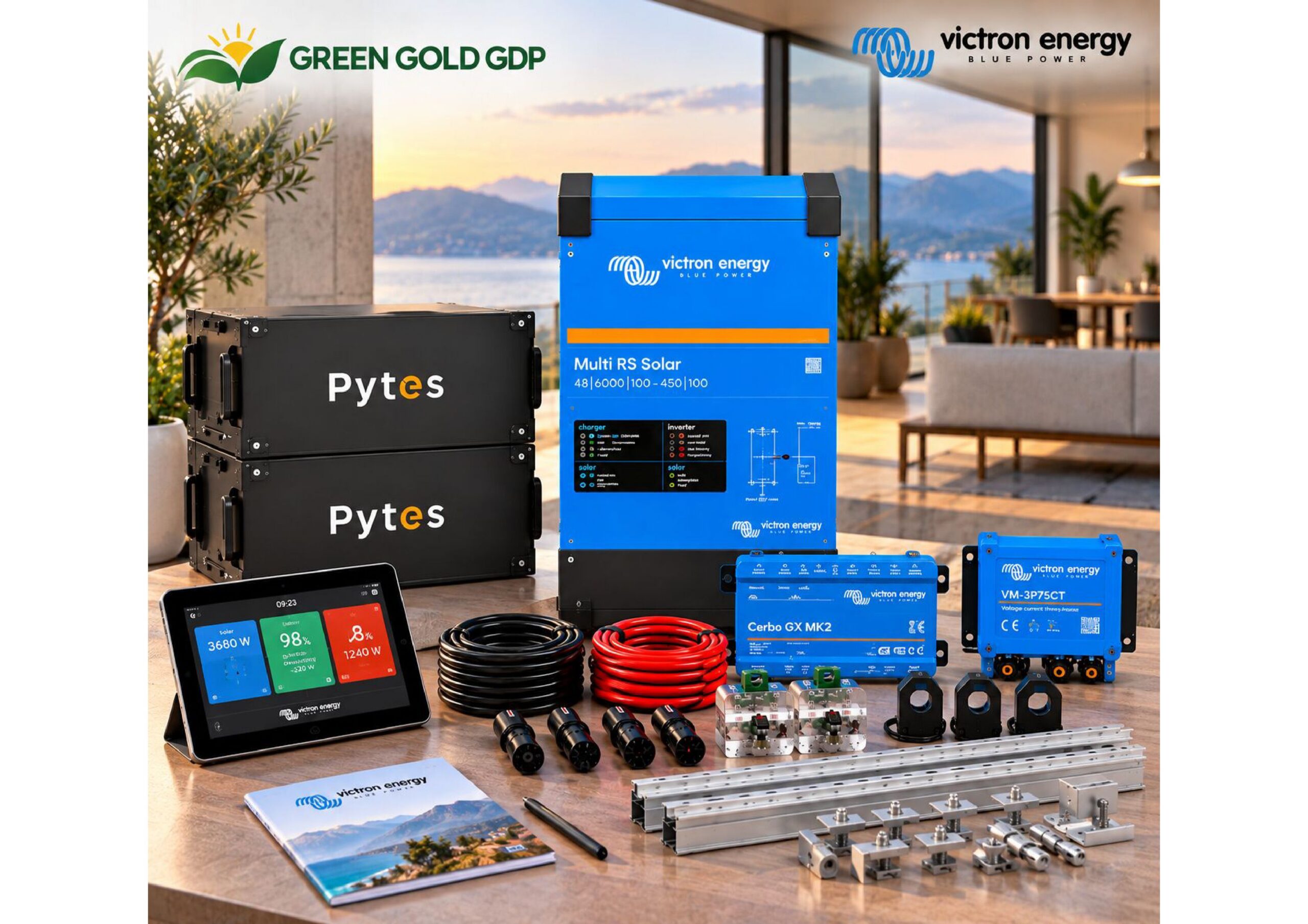 GG-BUS 4800 PREMIUM | Sistema Victron 4,8 kW · 10,24 kWh 2 » Suministro de sistemas solares y soluciones energéticas para empresas | Exportación internacional Suministro de sistemas solares y soluciones energéticas para empresas | Exportación internacional https://www.greengoldgdp.com/producto/gg-bus-4800-premium/ Green Gold GDP GG-BUS 4800 PREMIUM Victron con Cerbo GX MK2 y monitorización del sistema solar