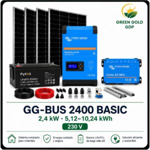 GG-BUS 2400 BASIC sistema de respaldo Victron 2,4 kW con bater&iacute;a Pytes V5a
