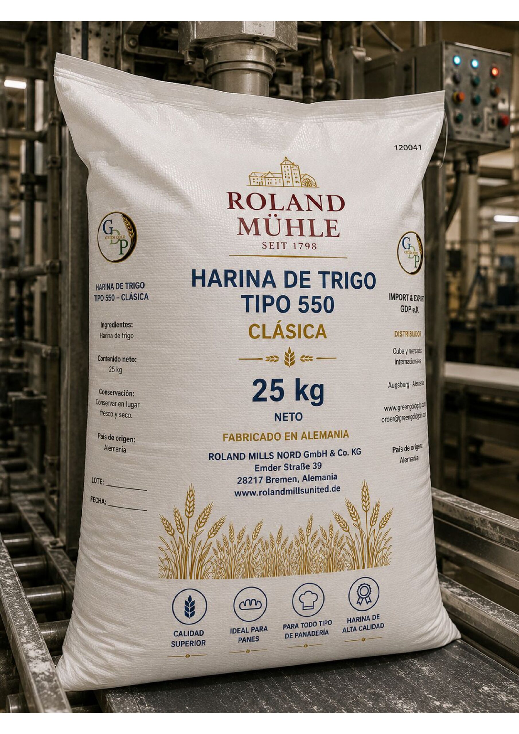 Harina de trigo Roland Mühle Tipo 550 | Alemania 1 » International Import & Export • Solar Energy • Food • Construction • Hotels International Import & Export • Solar Energy • Food • Construction • Hotels https://www.greengoldgdp.com/producto/harina-de-trigo-tipo-550-roland-muehle/ Green Gold GDP | Import & Export GDP e.K Harina de trigo Roland Mühle Tipo 550 saco 25 kg